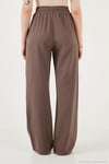 Pamuklu Relaxed Fit Yüksek Bel Bol Paça Kadın Pantolon 668YP5118 KAHVE