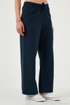Pamuklu Relaxed Fit Yüksek Bel Bol Paça Kadın Pantolon 668YP5118 LACİVERT