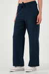 Pamuklu Relaxed Fit Yüksek Bel Bol Paça Kadın Pantolon 668YP5118 LACİVERT