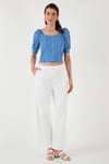 Pamuklu Relaxed Fit Yüksek Bel Bol Paça Kadın Pantolon 668YP5118 BEYAZ