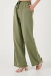 Pamuklu Relaxed Fit Yüksek Bel Bol Paça Kadın Pantolon 668YP5118 HAKİ