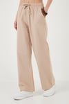 Pamuklu Relaxed Fit Yüksek Bel Bol Paça Kadın Pantolon 668YP5118 CAMEL