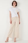 Pamuklu Relaxed Fit Yüksek Bel Bol Paça Kadın Pantolon 668YP5118 TAŞ