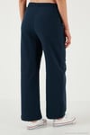 Pamuklu Relaxed Fit Yüksek Bel Bol Paça Kadın Pantolon 668YP5118 LACİVERT