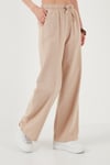Pamuklu Relaxed Fit Yüksek Bel Bol Paça Kadın Pantolon 668YP5118 CAMEL