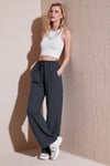 Pamuklu Relaxed Fit Yüksek Bel Bol Paça Kadın Pantolon 668YP5118 ANTRASİT
