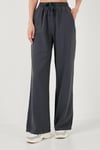 Pamuklu Relaxed Fit Yüksek Bel Bol Paça Kadın Pantolon 668YP5118 ANTRASİT