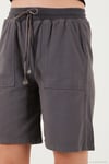 Pamuklu Relaxed Fit Yüksek Bel Cepli Mini Kadın Şort 668YP5384 ANTRASİT