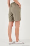 Pamuklu Relaxed Fit Yüksek Bel Cepli Mini Kadın Şort 668YP5384 HAKİ