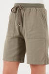 Pamuklu Relaxed Fit Yüksek Bel Cepli Mini Kadın Şort 668YP5384 HAKİ