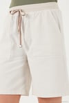 Pamuklu Relaxed Fit Yüksek Bel Cepli Mini Kadın Şort 668YP5384 TAŞ