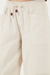 Pamuklu Relaxed Fit Yüksek Bel Geniş Kısa Paça Kadın Pantolon 668YP5318 TAŞ
