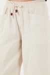 Pamuklu Relaxed Fit Yüksek Bel Geniş Kısa Paça Kadın Pantolon 668YP5318 TAŞ