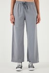 Pamuklu Relaxed Fit Yüksek Bel Geniş Paça Kadın Pantolon 668YP5275 GRİ