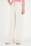Pamuklu Relaxed Fit Yüksek Bel Geniş Paça Kadın Pantolon 668YP5559 EKRU