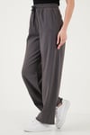 Pamuklu Relaxed Fit Yüksek Bel Geniş Paça Kadın Pantolon 668YP5275 ANTRASİT