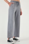 Pamuklu Relaxed Fit Yüksek Bel Geniş Paça Kadın Pantolon 668YP5275 GRİ