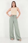 Pamuklu Relaxed Fit Yüksek Bel Geniş Paça Kadın Pantolon 668YP5559 AÇIK HAKİ