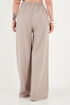 Pamuklu Relaxed Fit Yüksek Bel Geniş Paça Kadın Pantolon 668YP5559 TAŞ