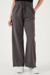 Pamuklu Relaxed Fit Yüksek Bel Geniş Paça Kadın Pantolon 668YP5275 ANTRASİT