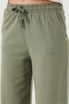 Pamuklu Relaxed Fit Yüksek Bel Geniş Paça Kadın Pantolon 668YP5275 HAKİ