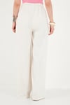 Pamuklu Relaxed Fit Yüksek Bel Geniş Paça Kadın Pantolon 668YP5559 EKRU