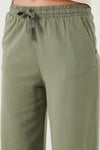 Pamuklu Relaxed Fit Yüksek Bel Geniş Paça Kadın Pantolon 668YP5275 HAKİ