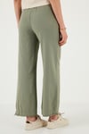 Pamuklu Relaxed Fit Yüksek Bel Geniş Paça Kadın Pantolon 668YP5275 HAKİ