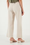 Pamuklu Relaxed Fit Yüksek Bel Geniş Paça Kadın Pantolon 668YP5275 TAŞ