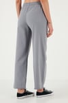 Pamuklu Relaxed Fit Yüksek Bel Geniş Paça Kadın Pantolon 668YP5275 GRİ