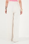 Pamuklu Relaxed Fit Yüksek Bel Geniş Paça Kadın Pantolon 668YP5559 EKRU
