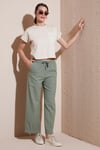 Pamuklu Relaxed Fit Yüksek Bel Geniş Paça Kadın Pantolon 668YP5275 HAKİ