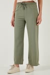 Pamuklu Relaxed Fit Yüksek Bel Geniş Paça Kadın Pantolon 668YP5275 HAKİ