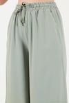 Pamuklu Relaxed Fit Yüksek Bel Geniş Paça Kadın Pantolon 668YP5559 AÇIK HAKİ