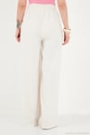 Pamuklu Relaxed Fit Yüksek Bel Geniş Paça Kadın Pantolon 668YP5559 EKRU