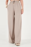 Pamuklu Relaxed Fit Yüksek Bel Geniş Paça Kadın Pantolon 668YP5559 TAŞ