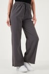 Pamuklu Relaxed Fit Yüksek Bel Geniş Paça Kadın Pantolon 668YP5275 ANTRASİT