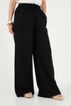 Pamuklu Relaxed Fit Yüksek Bel Geniş Paça Kadın Pantolon 668YP5559 SİYAH