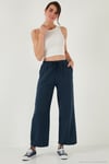 Pamuklu Relaxed Fit Yüksek Bel Geniş Paça Kadın Pantolon 668YP5275 LACİVERT