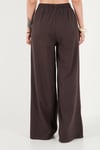 Pamuklu Relaxed Fit Yüksek Bel Geniş Paça Kadın Pantolon 668YP5559 KAHVE