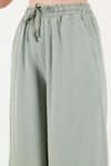Pamuklu Relaxed Fit Yüksek Bel Geniş Paça Kadın Pantolon 668YP5559 AÇIK HAKİ