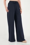 Pamuklu Relaxed Fit Yüksek Bel Geniş Paça Kadın Pantolon 668YP5559 LACİVERT