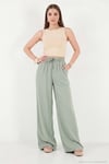 Pamuklu Relaxed Fit Yüksek Bel Geniş Paça Kadın Pantolon 668YP5559 AÇIK HAKİ