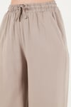Pamuklu Relaxed Fit Yüksek Bel Geniş Paça Kadın Pantolon 668YP5559 TAŞ