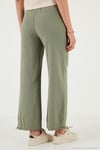 Pamuklu Relaxed Fit Yüksek Bel Geniş Paça Kadın Pantolon 668YP5275 HAKİ