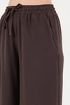 Pamuklu Relaxed Fit Yüksek Bel Geniş Paça Kadın Pantolon 668YP5559 KAHVE
