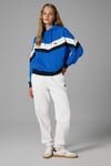 Pamuklu Renk Bloklu Oversize Fit Kapüşonlu Kadın Sweat EF178-SBL SAKS