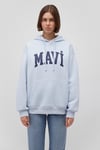 Pamuklu Şardonlu Oversize Fit Kapüşonlu Kadın Sweat 1600361-70717 AÇIK MAVİ