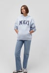 Pamuklu Şardonlu Oversize Fit Kapüşonlu Kadın Sweat 1600361-70717 AÇIK MAVİ