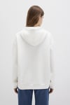 Pamuklu Şardonlu Oversize Fit Kapüşonlu Kadın Sweat 1600361-81964 KIRIK BEYAZ